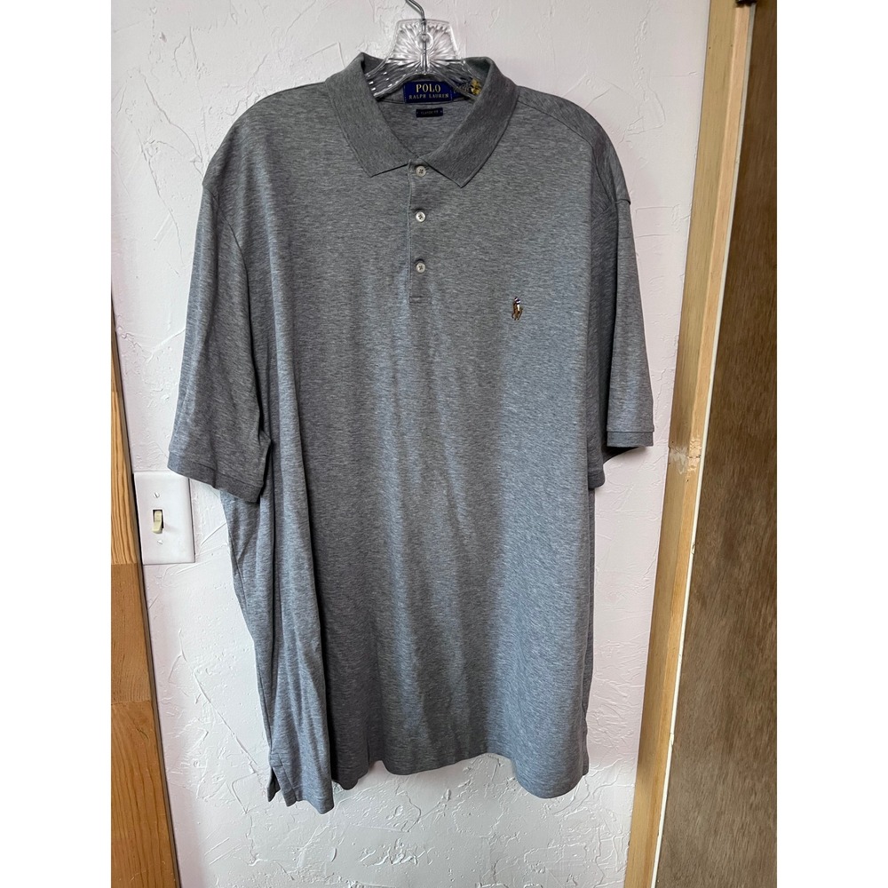 Polo Ralph Lauren Mens XXL Classic Fit Heather Grey Short Sleeve Cotton Polo